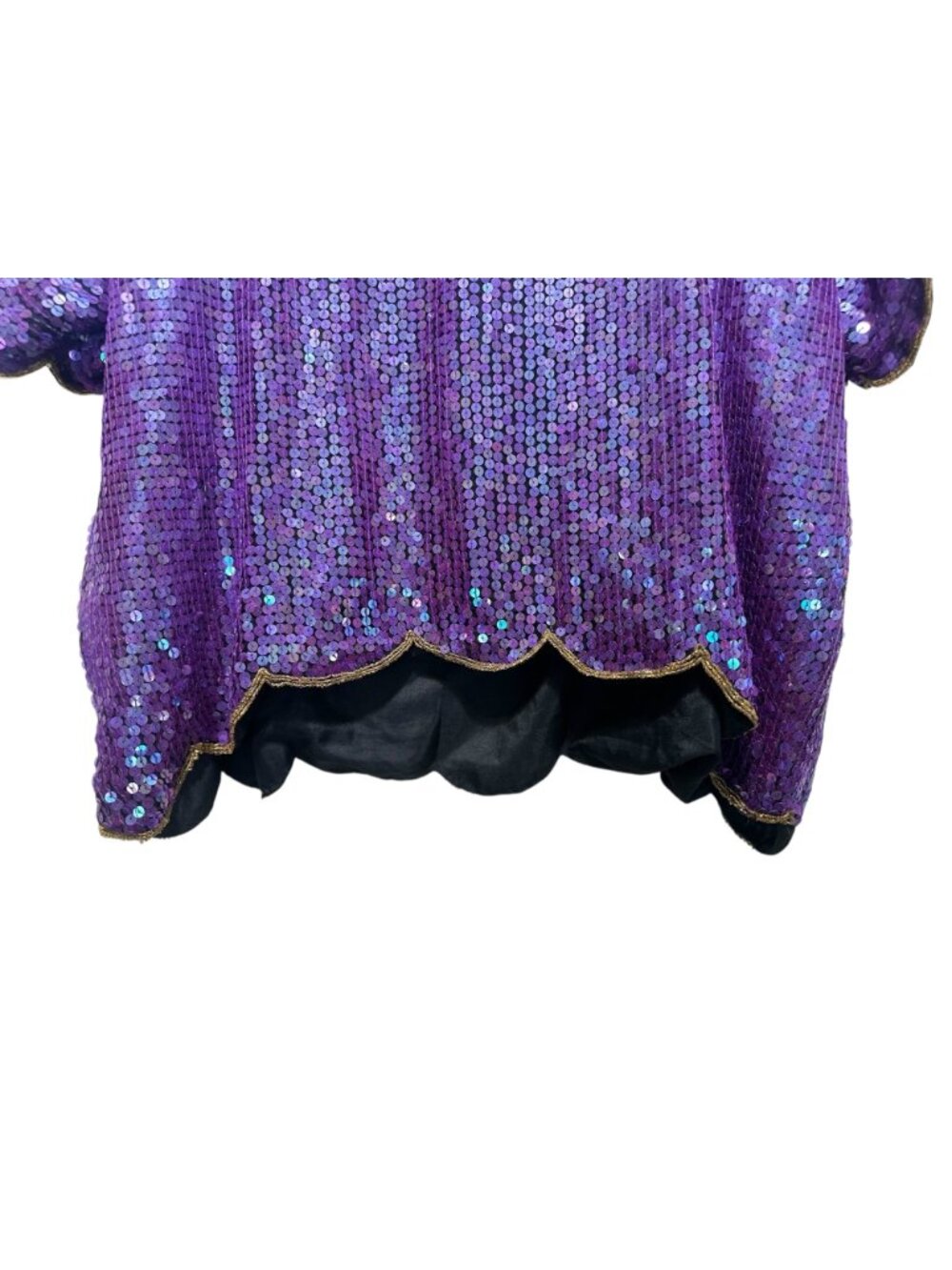 SCALA Silk Sequins Beaded Tunic Top 2X Purple Dolman Sleeves 90s Retro Evening - Picture 15 of 16